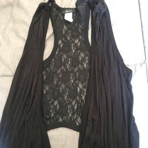 Black Sleeveless Cardigan